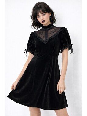 HELL BUNNY dress black velvet 4XL plus goth whimsygoth emo steampunk mini